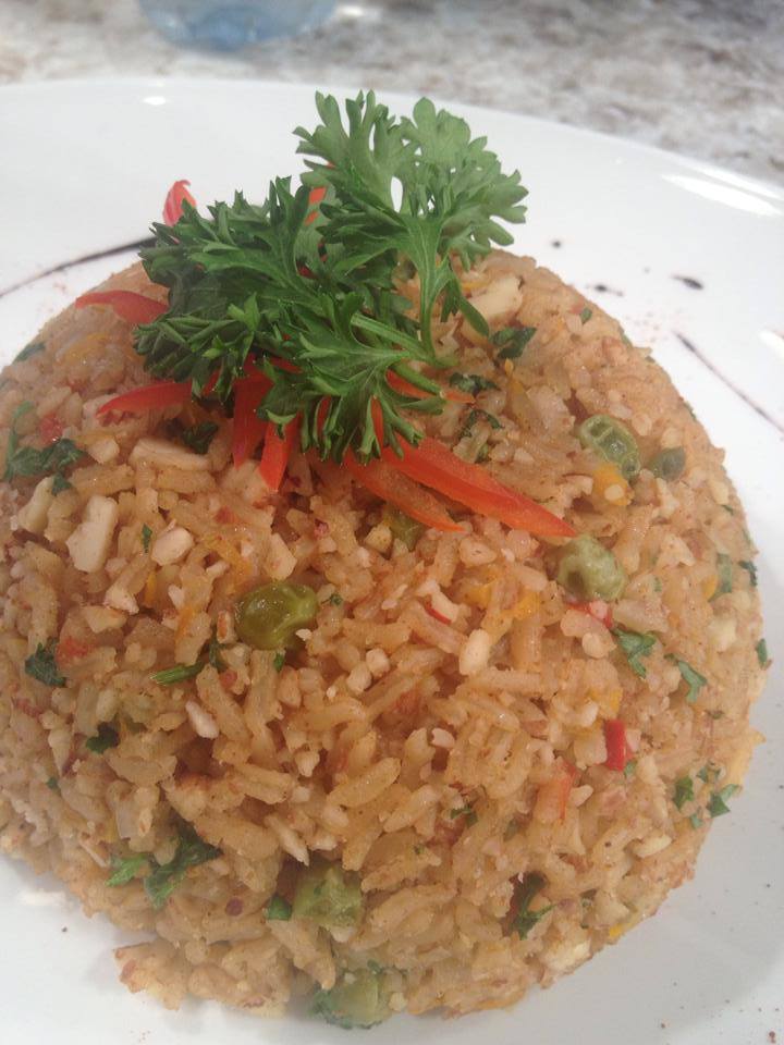 Arroz con calabaza, coco y almendras