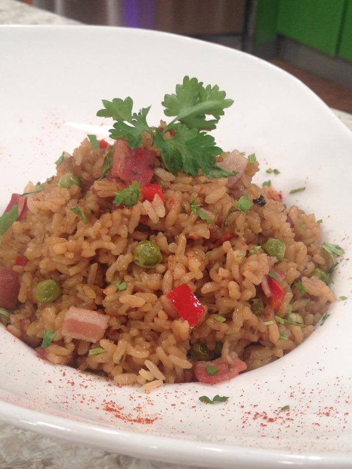 Arroz con Cebolla y Tocineta