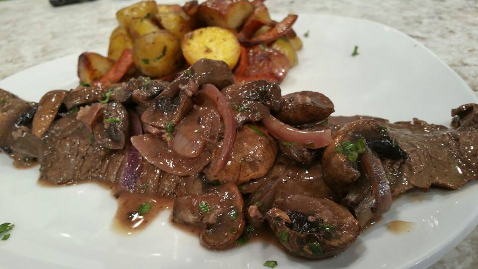 Churrasco en salsa de setas