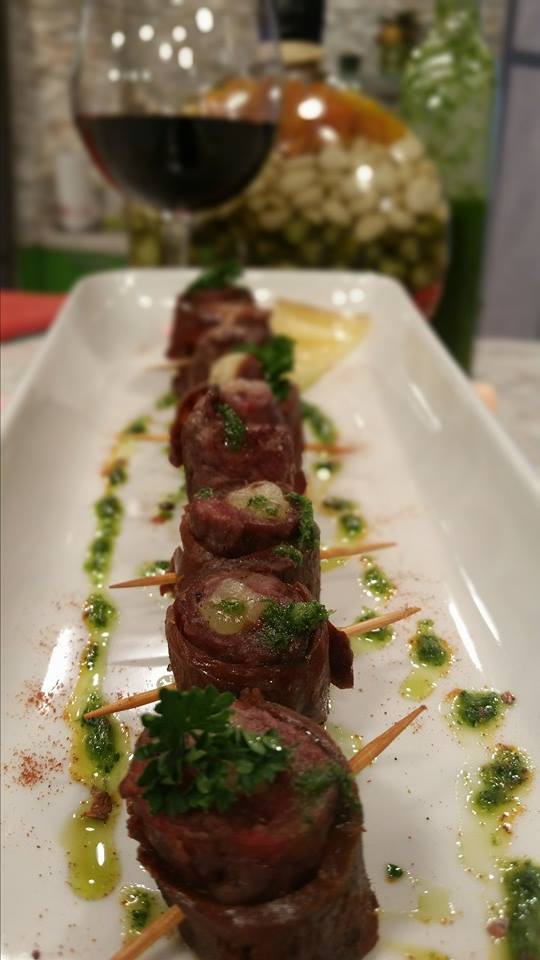 Churrasco relleno de queso manchego