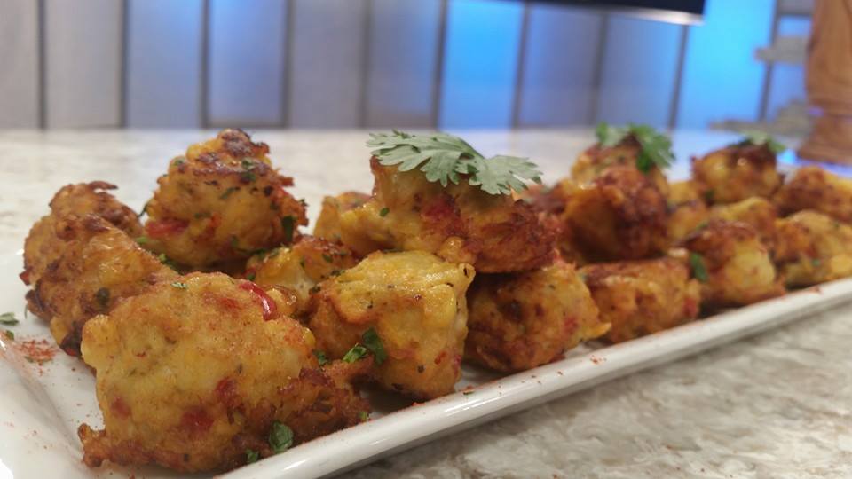 Frituritas de pollo, maiz y batata