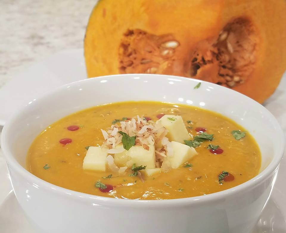 Puré de calabaza y leche de coco